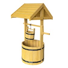 Holz Pflanzbrunnen rund natur