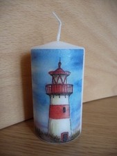 Deko Kerze - maritim Leuchtturm Heimat Hafen Schiff Meer Beach Sylt List Nordsee