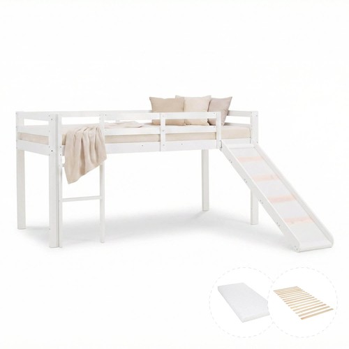Hochbett 90x200 weiß mit - hochbett,