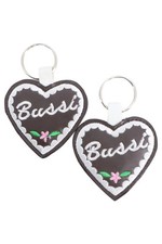 Triumph Schlüsselanhänger Herz Bussi Braun Stickerei Romantisch