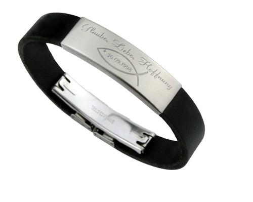 Leder armband edelstahl gravur - armband,