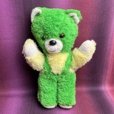 DDR Teddy Bär grün gelb Kuscheltier Plüsch Stofftier ca. 30 cm groß