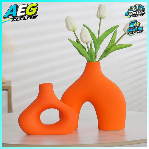 Keramikvase 2er set - keramikvase, orange