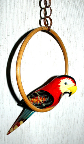 Papagei holz und rattan - holz,