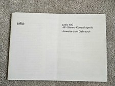 Original Bedienungsanleitung für Braun Kompaktanlage Audio 400   KEINE KOPIE