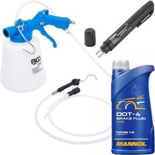 BREMSFLÜSSIGKEIT DOT4 + BREMSFLÜSSIGKEITSTESTER + BGS DRUCKLUFT BREMSENENTLÜFTER