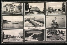 AK Geesthacht-Elbe, Rathaus, Kirche, Bergedorfer Straße, Elbschleusen, Geesthac 