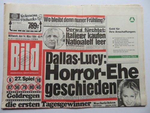 Bild zeitung vom 1984 - bild, 14.03.1984