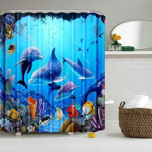 Delphin duschvorhang blau - delphin-duschvorhang,
