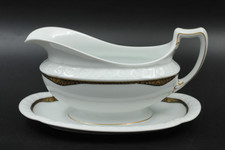 Hutschenreuther Hohenberg Blumen schwarz / gold Sauciere Soßenschüssel Vintage