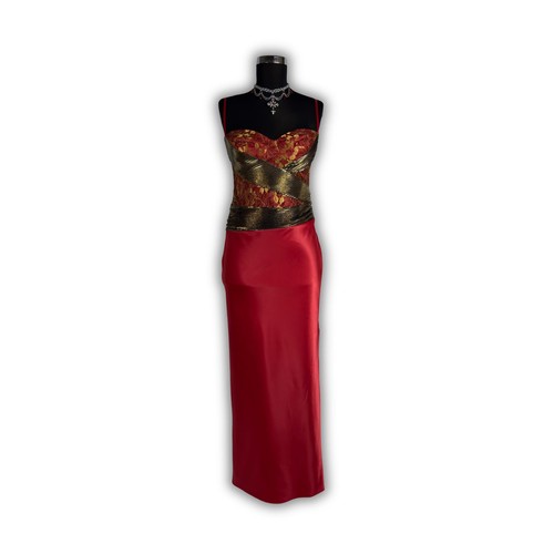 Vintage rot gold brokat kleid - rot,