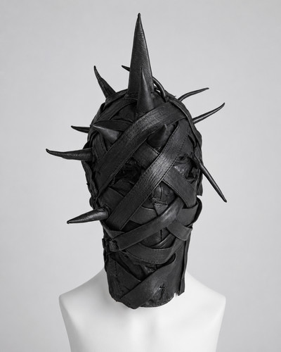 Schwarze stachel leder maske - leder, /