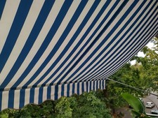 Klemmmarkise für Balkon und Terrasse, 250 cm breit, blau / weiß