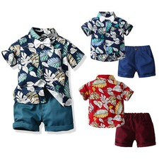 DE Baby Jungen Bekleidung Set Sommer Casual Kurzarm Hemd + Kurze Hosen Set