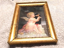 ALTE OBLATE ENGEL IM BILDERRAHMEN GR 22x15cm