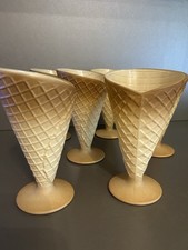 6 Eisbecher Glas / Waffel / Motiv Eiswaffel