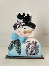 Holzfigur Schneemann – Weihnachtsdeko, handbemal