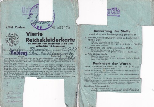 Vierte reichskleiderkarte - vierte,