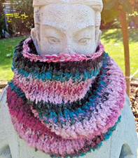 Schal Loop Strickarbeit Handarbeit Unikat  Handmade in pink rosa petrol