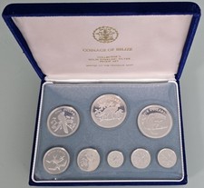 MDS BELIZE SILVER PROOF 8 COIN SET 1974, STERLING SILBER