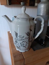 Kaffeekanne mit passendem Milchkännchen Porzellan Bemalung Silberhochzeit