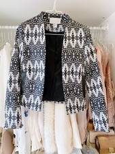 H&M Blazer Grau Schwarz Gemustert XS Business Snake Schlangenmuster 34