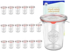 18 Weck Gläser 850ml Sturzgläser Deckel Gummi Klammern Einmachglas Einweckgläser
