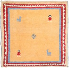 Original Perserteppich Gabbeh Ghashghai Orientteppich 105 cm x 99 cm  Alt Natur