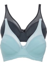 2er Pack BH mit Bügel Gr. 100 Cup E Aquapastel+Anthrazit Damen-Unterwasche Neu