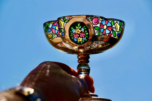 Kleine fußschale glas - fußschale,, bunte