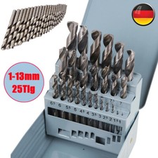 25tlg HSS Spiralbohrer Satz Metallbohrer Kobalt Edelstahl 1-13mm Bohrer Set DE