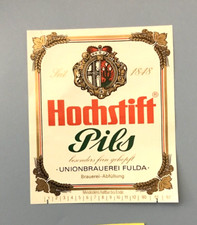 Altes Bieretikett , UNIONBRAUEREI FULDA , Hochstift Pils , Fulda / Hessen #1144#