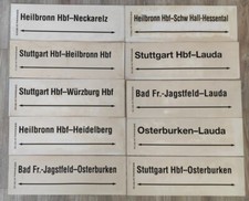 10 Stück Zuglaufschilder 61*20 cm Konvolut "Unterland" Regionalbahn RE RB orig.