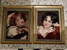 Bilderrahmen, Stickerei Bilder ,Vintage, ca. 30 x 24 cm