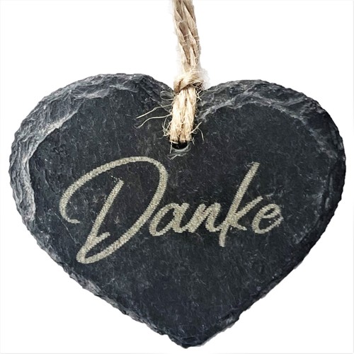 Schiefer herz hänger - hänger, "danke"