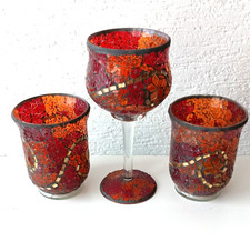 3 tlg. Set   Windlicht / Teelichthalter aus Mosaik- Glas  *TOP *!!