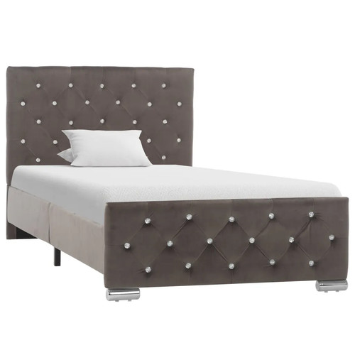Bettgestell grau samt 90x200 - grau,