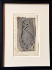 Christian Rohlfs "Männchen", Kohle + Aquarell,  Echtheitszertifikat