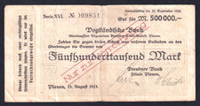 Plauen - Dresdner Bank - 500.000 Mark - 13.8.1923