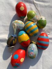 Ostereier 6 Enteneier - 3 Hühnereier - alle handbemalt - mit Befestigungsband