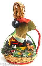 dekorierte + bemalte FLASCHE SCHWARZWÄLDER KIRSCHWASSER  50er Jahre Fifties 