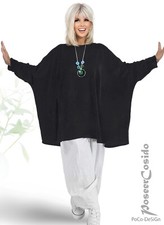 LAGENLOOK Nicki Pullover Shirt 44 46 48 50 52 54 56 58 60 XL-XXL-XXXL schwarz