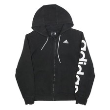 ADIDAS Herren Hoodie schwarz Full Zip S Essentials Logo Print Freizeit Sweatshirt