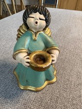 THUN Engel, mit Kerzenhalter, Türkis, 13 cm, Vintage, Original Bozen