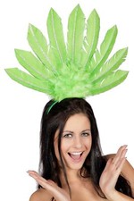 Kopfbügel mit Federn - grün