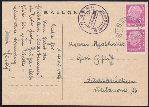 Brd ballonpost 1956 - ballonpost, mef