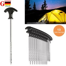 13 Stk Zelt Heringe Stahl Schraubheringe Robuste Erdnägel Gewinde für Camping DE