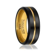 Tungsten Ring Wolfram Carbid Zweifarbig Bicolor Verlobungsring kratzfest schwarz