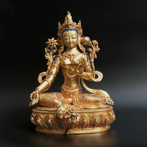 Buddha statue grüne - tara, gold