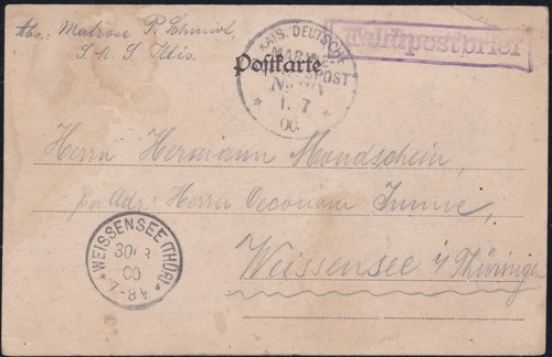 China feldpostkarte mit - in,